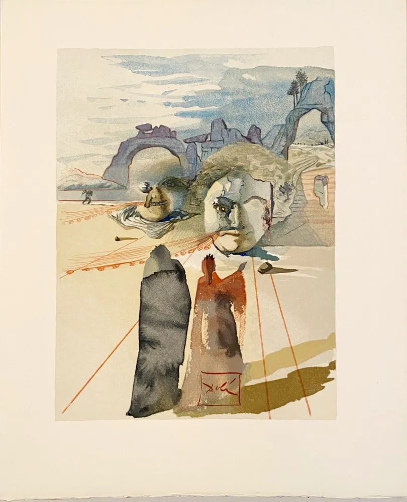 Xilogravura Dali - La Divine Comédie - Purgatoire 20 - Avarice et prodigalité