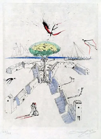 Gravura Dali - La Plage de Sete (The BEach at Sete)