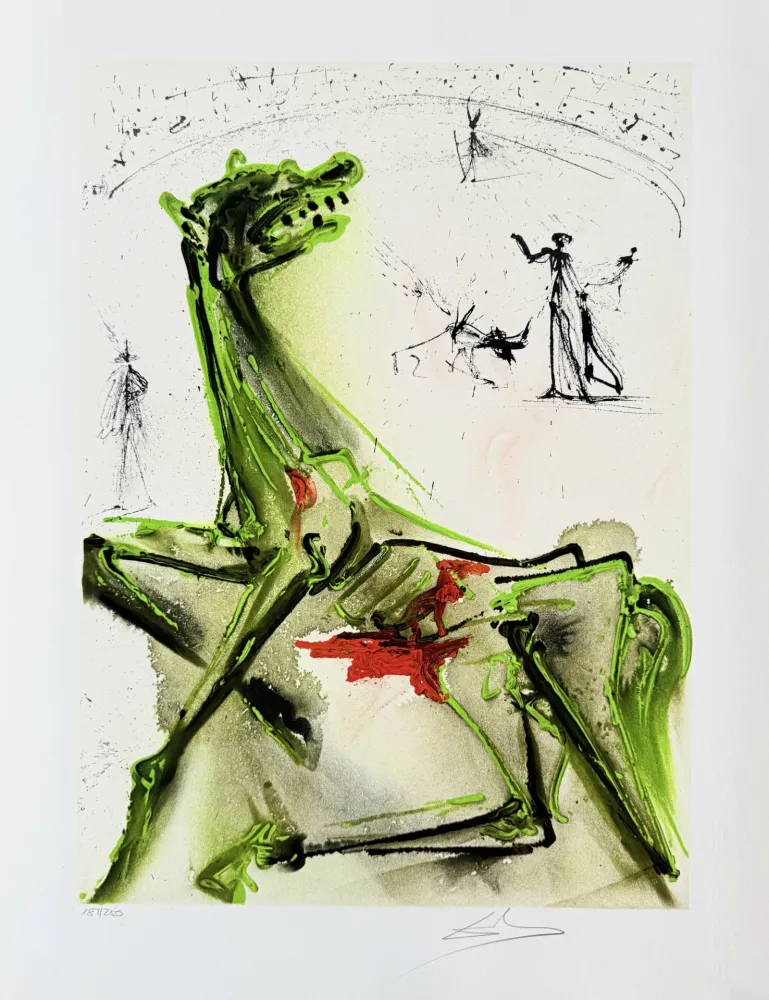 Litografia Dali - La victime de la Fête, Victim of the bullfight