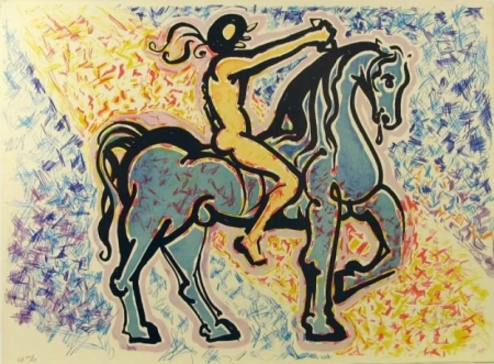 Litografia Dali - Le Cavalier, from La Jungle Humaine 