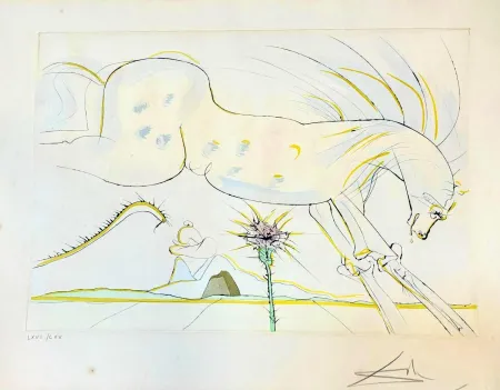 Gravura Dali - Le Cheval et le Loup (Le Bestiaire de La Fontaine) (1974)