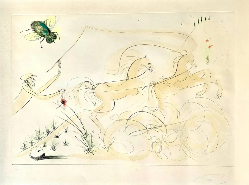 Gravura Dali - Le Coche et la Mouche (Le Bestiaire de La Fontaine)  
