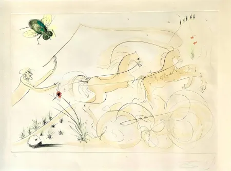 Gravura Dali - Le Coche et la Mouche (Le Bestiaire de La Fontaine)  