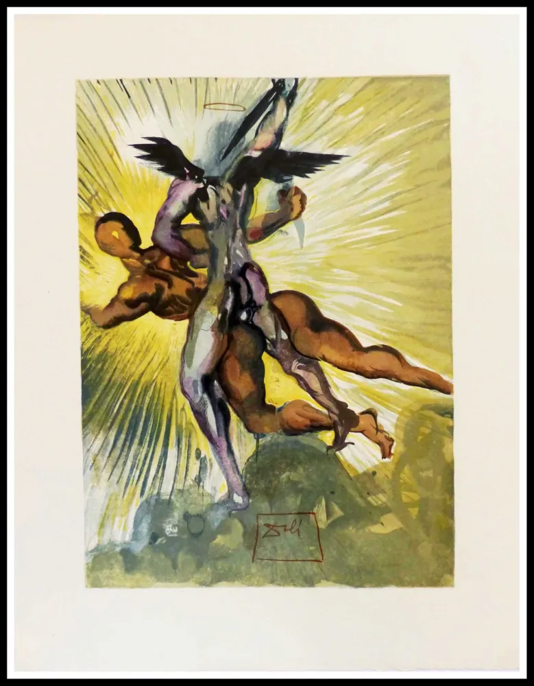 Xilogravura Dali - Les anges gardiens de la vallée