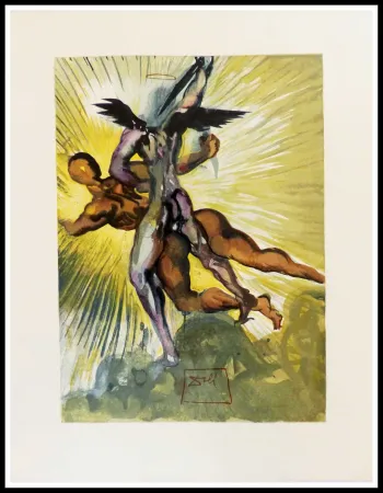 Xilogravura Dali - Les anges gardiens de la vallée