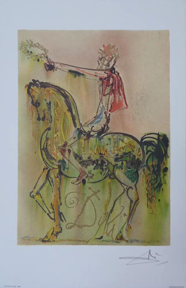 Litografia Dali - Les Chevaux, Le Chevalier Romain