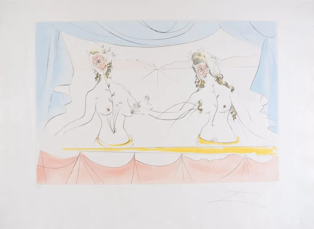 Água-Forte Dali - Les Dames de la Renaissance - Ladies of the Renaissance (suite Mythologique Nouvelle/New Mythological)