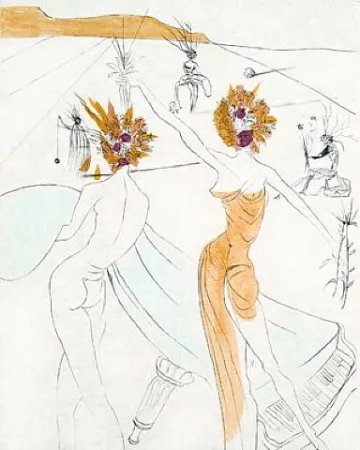Gravura Dali - Les femmes-fleurs au piano (Flower-women at the piano)