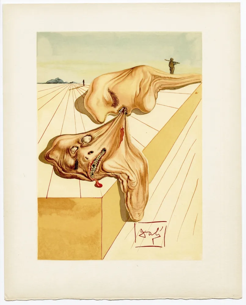 Xilogravura Dali - Les hommes qui s'entre-dévorent. La Divine Comédie (L' Enfer, Chant 30)