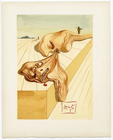 Xilogravura Dali - Les hommes qui s'entre-dévorent. La Divine Comédie (L' Enfer, Chant 30)