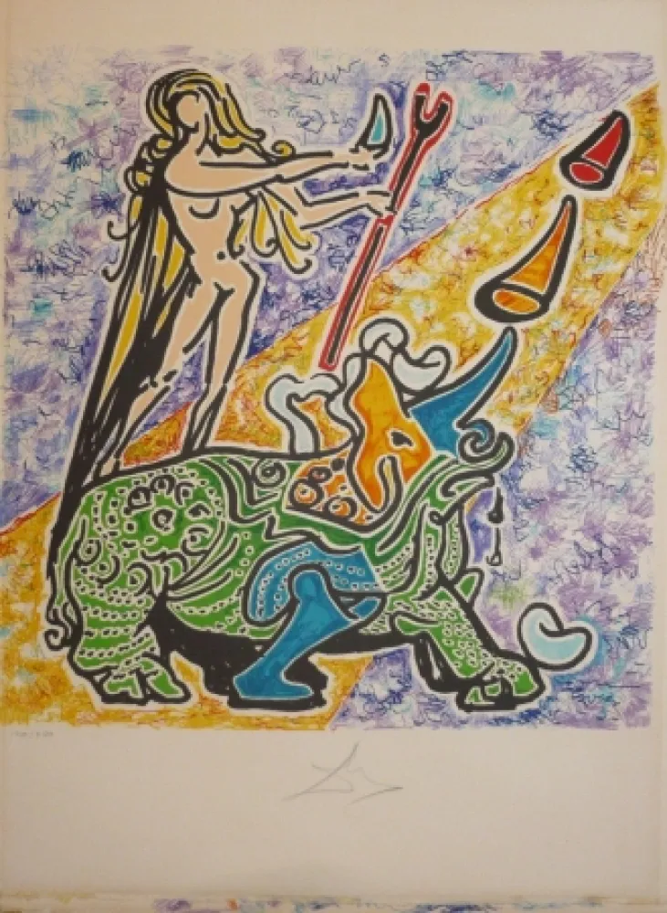 Litografia Dali - Les vitraux - rhinoceros