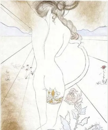 Gravura Dali - Nu a la Jarretiere (Nude with Garter)