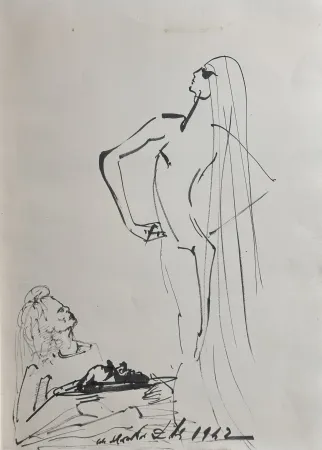 Livro Ilustrado Dali - Original Drawing Salom, Herod, & The Head of John The Baptist in The Secret Life of Salvador Dali book