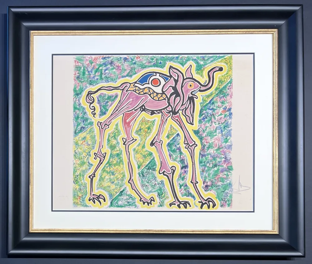 Litografia Dali - Salvador Dalì (1904-1989) - Elefante-cicogna (Elephant-stork) - Coloured lithograph on Arches paper