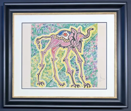Litografia Dali - Salvador Dalì (1904-1989) - Elefante-cicogna (Elephant-stork) - Coloured lithograph on Arches paper