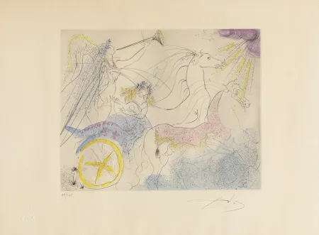 Gravura Dali - Salvador Dalí (1904–1989) - Euterpe - Hand-coloured drypoint etching on Arches paper - 1971
