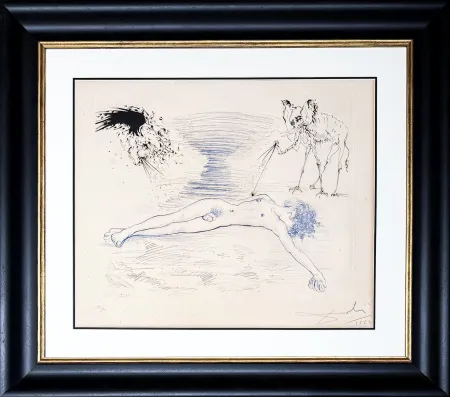Gravura Dali - Salvador Dalí (1904–1989) – Hypnos – Mixed-media incorporating heliogravure and hand-colored drypoint etching on Arches paper – 1963