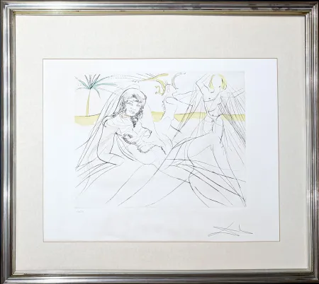 Gravura Dali - Salvador Dalí (1904–1989) - Mort de Cléopâtra - Drypoint etching with stencil on Arches paper - 1975