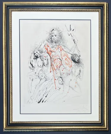 Ponta-Seca Dali - Salvador Dalì (1904 - 1989) - Poisedon - Mixed media incorporating heliogravure and drypoint etching hand-colored on Arches paper - 1966