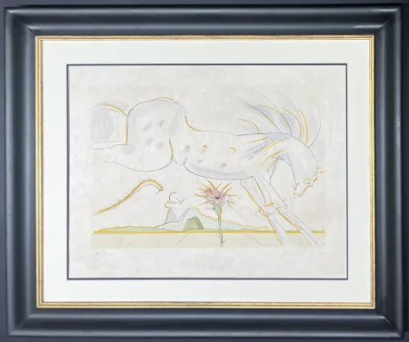 Gravura Dali - Salvador Dalì (1904–1989) - The Horse and the Wolf - drypoint etching with stencil on extremely fine Japanese paper - 1974