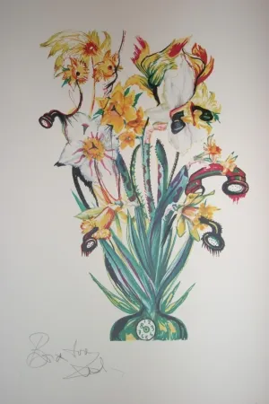 Litografia Dali - Salvador Dali Daffodils of Love (surrealistic flowers)