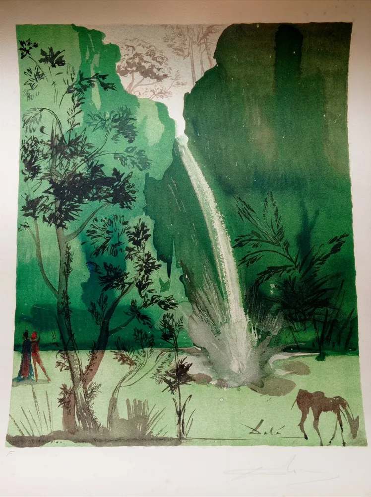 Litografia Dali - Salvador DALI, Mointain scene, 1970 - Rare hand signed lithograph