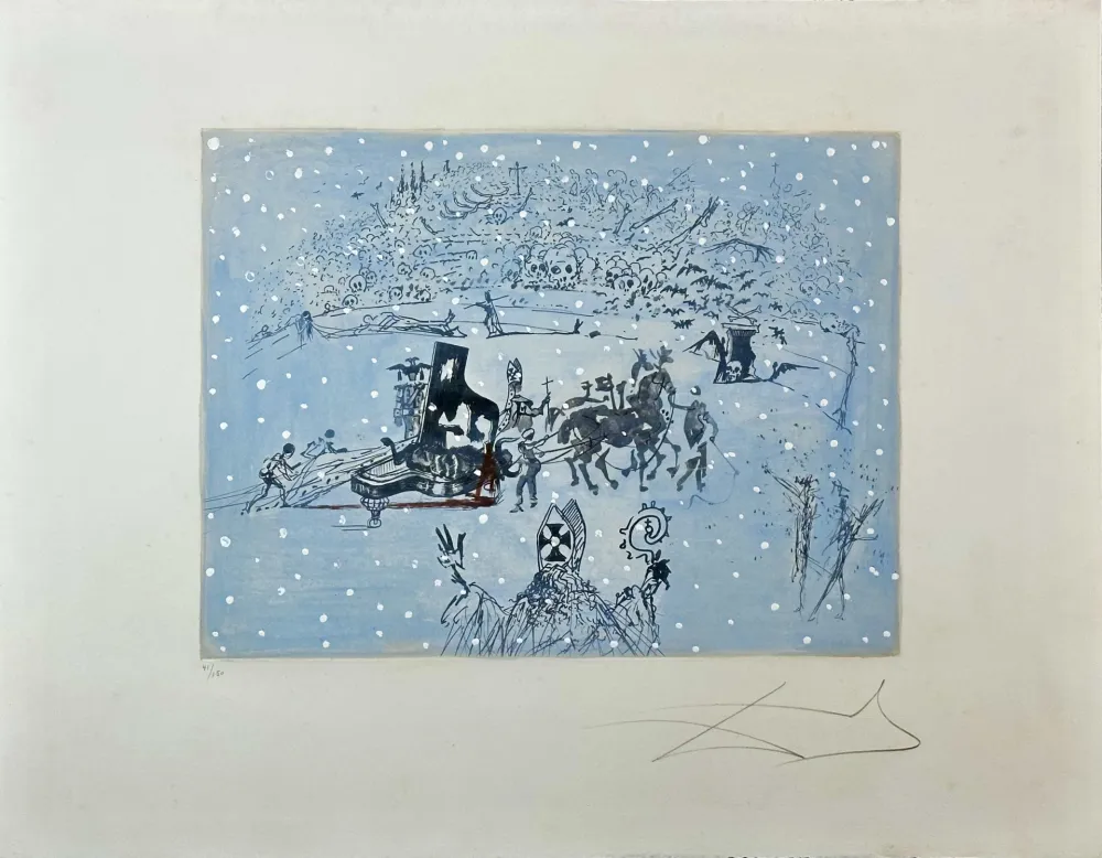 Gravura Dali -  Tauramachie Surrealiste The Piano In The Snow
