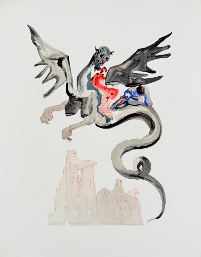 Xilogravura Dali - The Inferno, Canto 17 - The Usurers