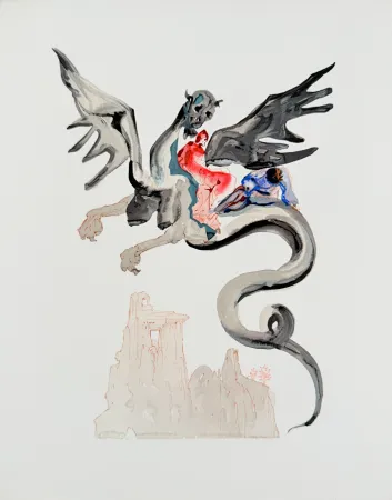 Xilogravura Dali - The Inferno, Canto 17 - The Usurers