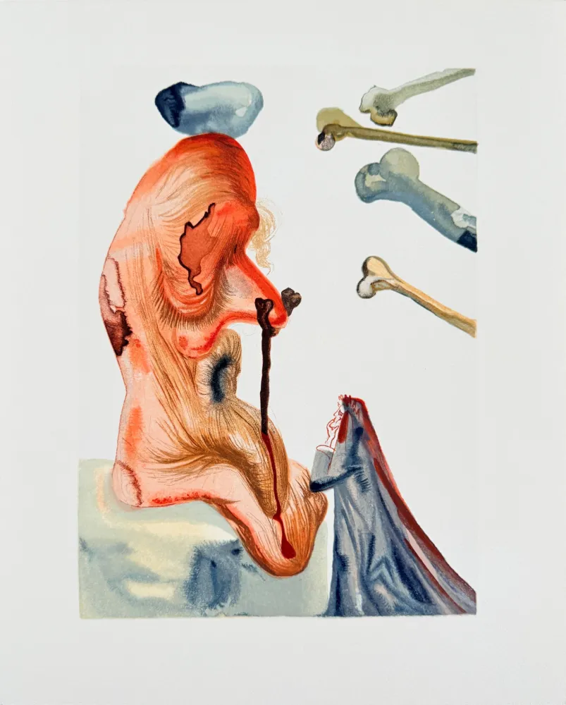 Xilogravura Dali - The Inferno, Canto 18  - Les Trompeurs