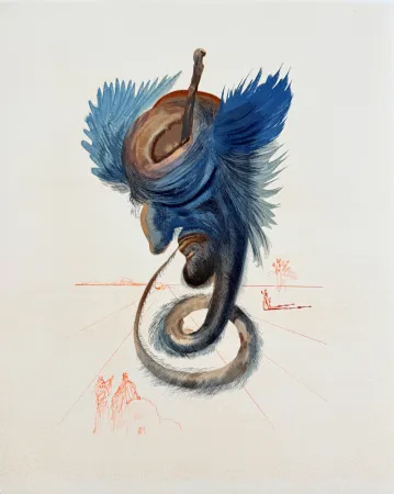 Xilogravura Dali - The Inferno, Canto 20 - Devins et sorciers