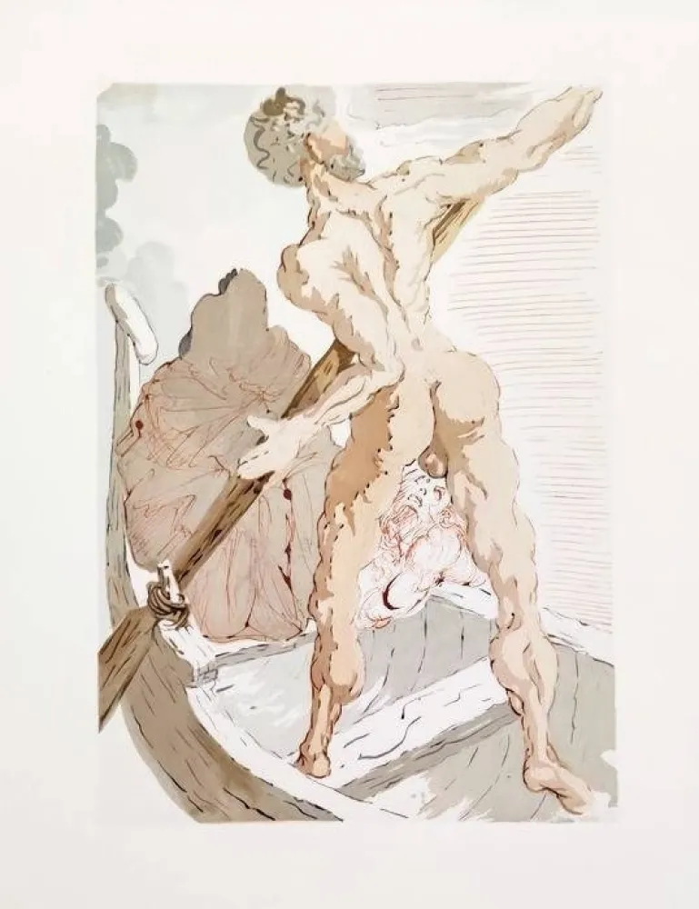 Xilogravura Dali - The Inferno, Canto 3 - Charon and the Shore of Acheron