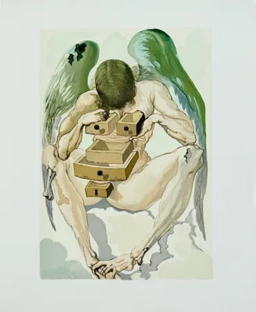Xilogravura Dali - The Purgatory, Canto 1 - The Fallen Angel
