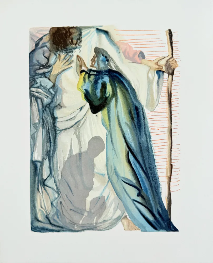 Xilogravura Dali - The Purgatory, Canto 14 - A Spirit Questions Dante