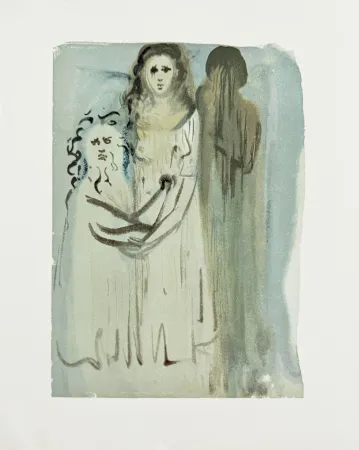 Xilogravura Dali - The Purgatory, Canto 16 - In the Cloud of Angry Ones