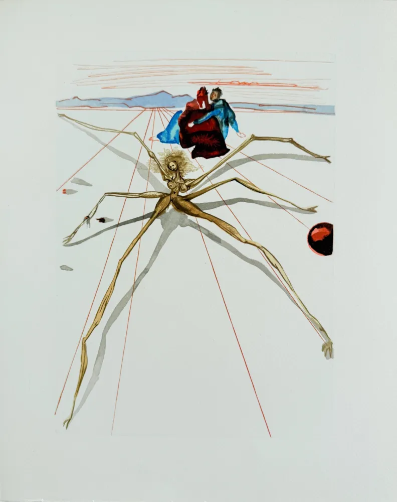 Xilogravura Dali - The Purgatory, Canto 17 - Leaving the Terrace of Anger