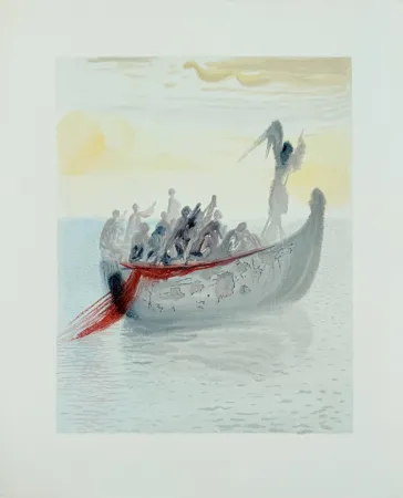 Xilogravura Dali - The Purgatory, Canto 2 - La Barque du Nocher