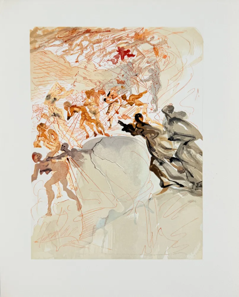 Xilogravura Dali - The Purgatory, Canto 25 - Mounting the Seventh Terrace, Lust