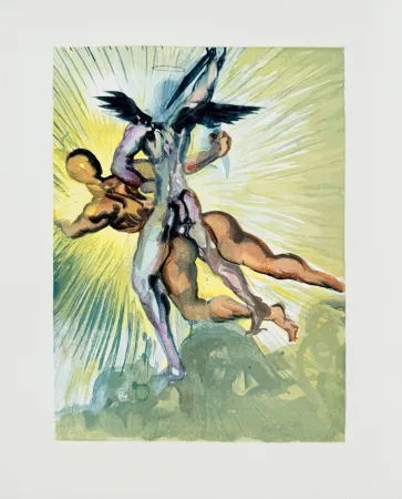 Xilogravura Dali - The Purgatory, Canto 8  - The Guardian Angels of the Valley