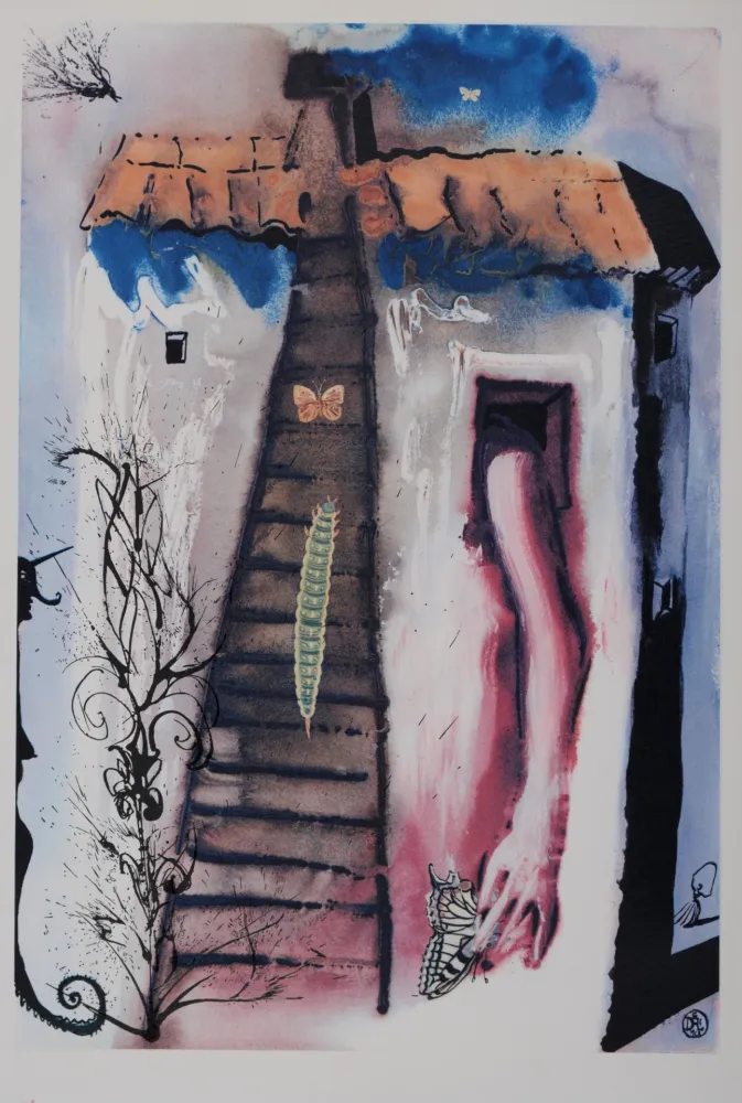 Heliogravura Dali - The Rabbit Sends in a Little Bill,  Alice au Pays des Merveilles, 1969