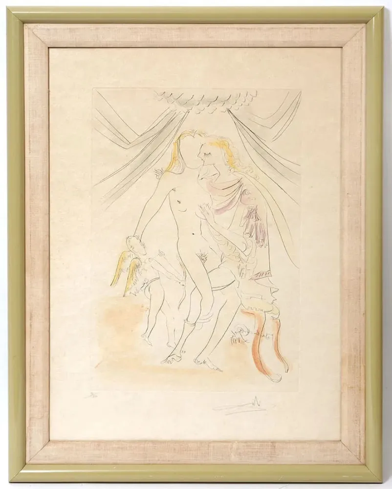 Água-Forte Dali - Vénus, Mars and Cupidon from Suite Mythologique Nouvelle