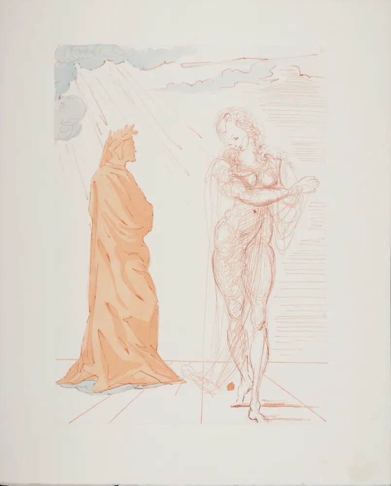 Xilogravura Dali - Virgile réconforte Dante, 1963