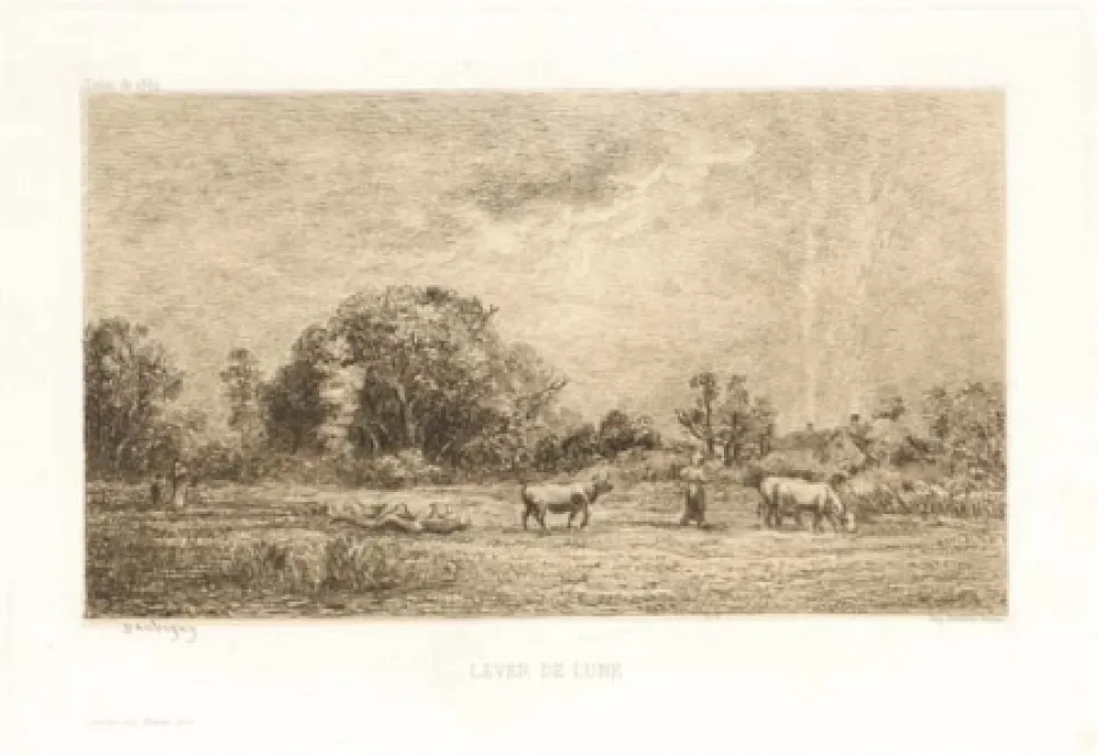 Gravura Daubigny - Lever de lune