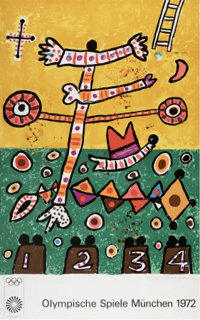 Litografia Davie -  Untitled, from the Munich Olympics Portfolio, 1971 - Hand-signed