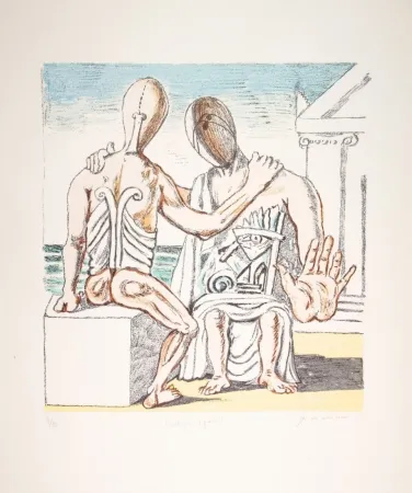 Litografia De Chirico - Colloquio segreto