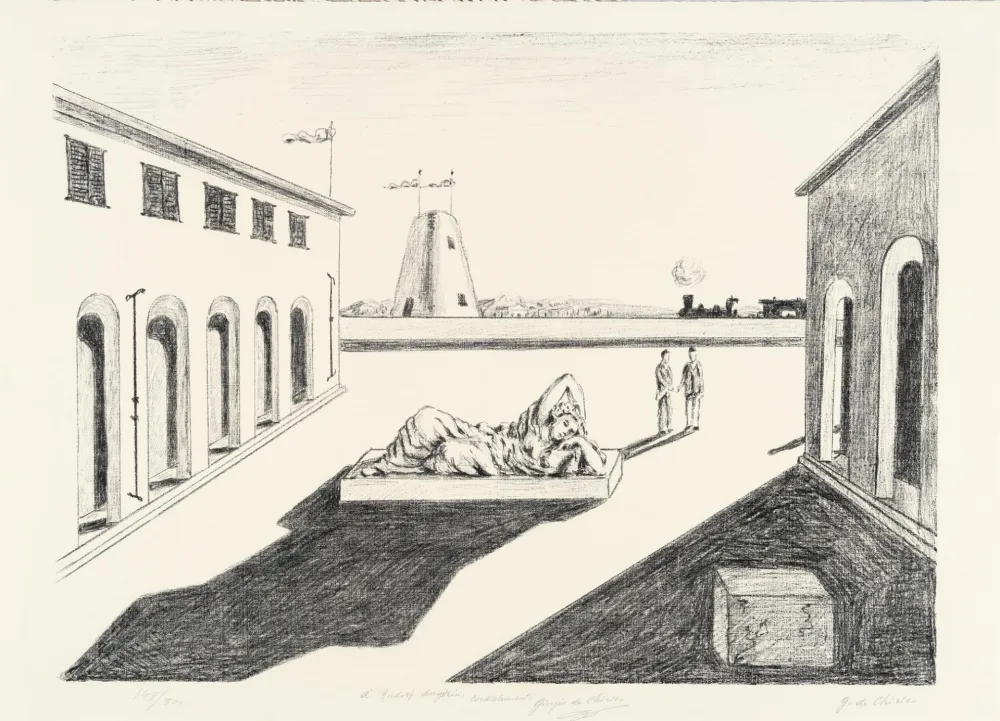 Litografia De Chirico - Piazza d'Italia