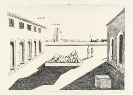 Litografia De Chirico - Piazza d'Italia