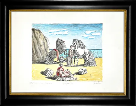 Litografia De Chirico - Riposo presso le correnti dell'Egeo