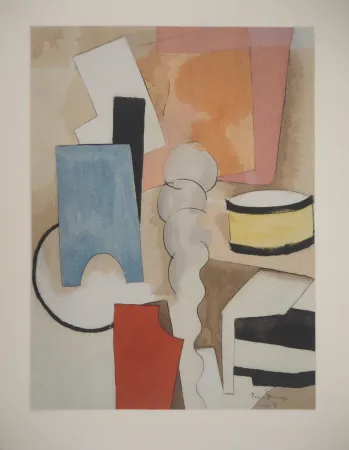 Litografia De La Fresnaye - Nature morte cubiste au tambour