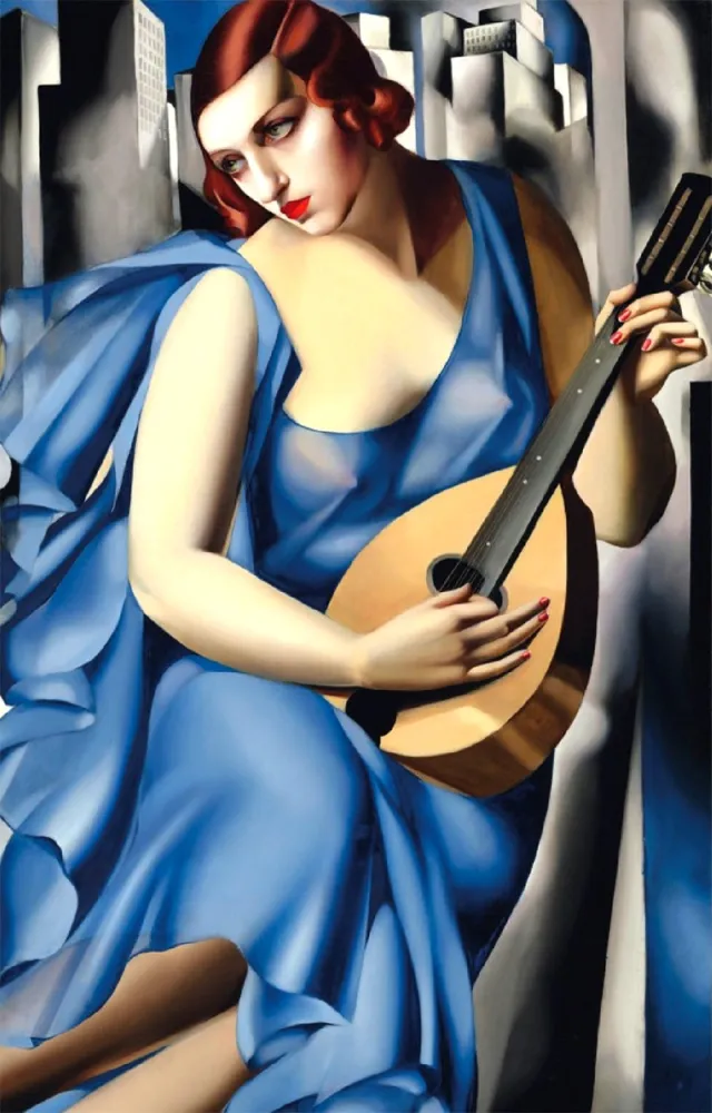 Serigrafia De Lempicka - Femme Bleue a la Guitare